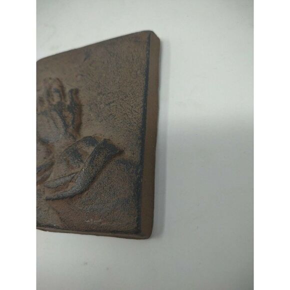 Praying Hands Metal Cast Iron Plaque Measures Four by Three Inches Spiritual - Picture 3 of 7
